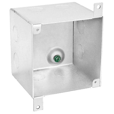Southwire Electrical Box, 50 cu in, Square Box Type, 4 Gangs, Steel, Square Shape 52181-1/2-SPKR